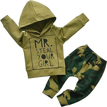 Eghunooy Toddler Infant Baby Boy Clothes Long Sleeve Letter Printed Hoodie Tops Sweatsuit Pants Outfit Set
