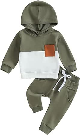 LIOMENGZI Infant Baby Boys Pants Outfits Set Long Hooded Striped Sweatshirts Pants Clothes Set Fall Winter Pants Sweatsuit