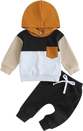 Baby Boy Clothes 6 12 18 24M Pants Set Long Sleeve Contrast Sweatshirt Fall Winter Infant Outfits Hoodies