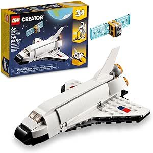 LEGO Creator 3 in 1 Space Shuttle 31134 Stocking Stuffer for Kids, Creative Gift Idea for Boys and Girls Ages 6 and Up, Build and Rebuild this Space Shuttle Toy into an Astronaut Figure or a Spaceship